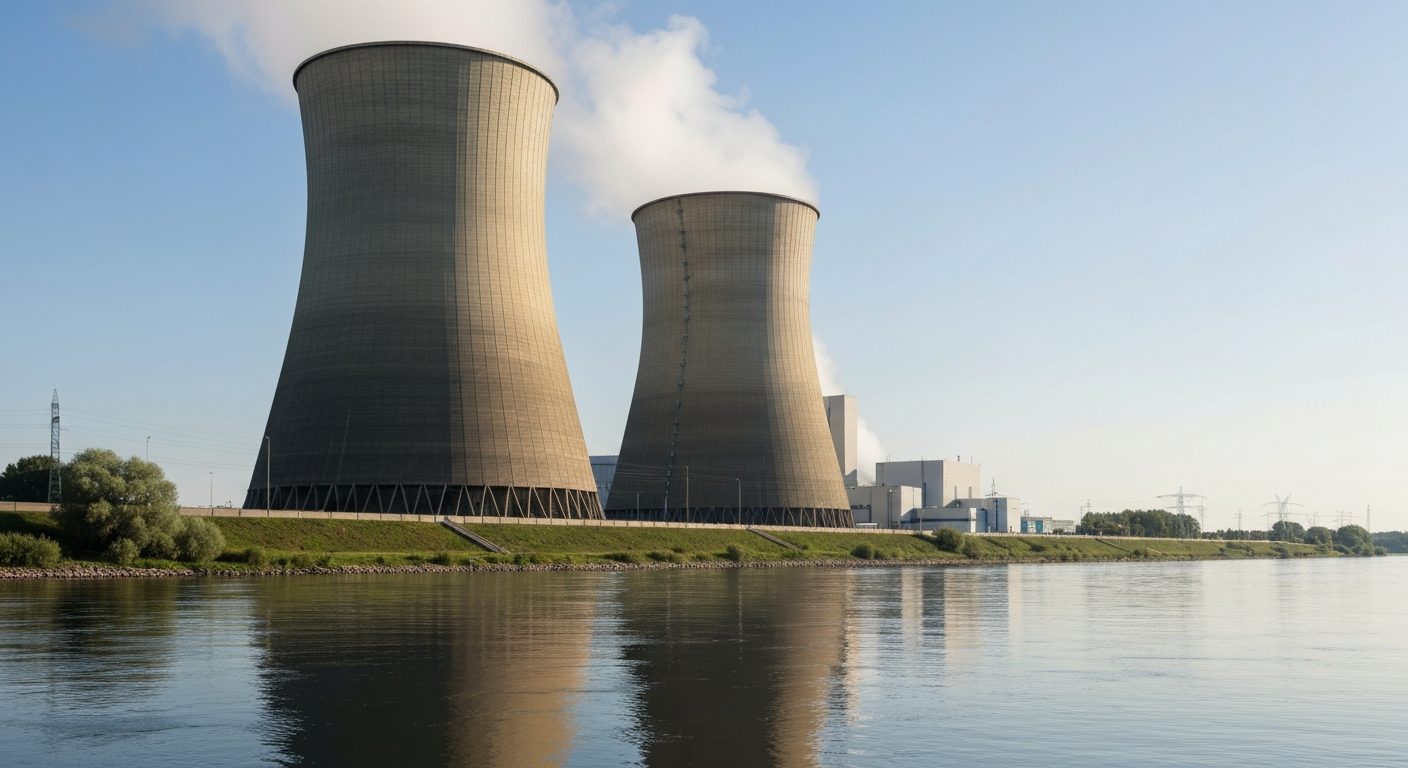 Centrale nucléaire au bord d'un fleuve