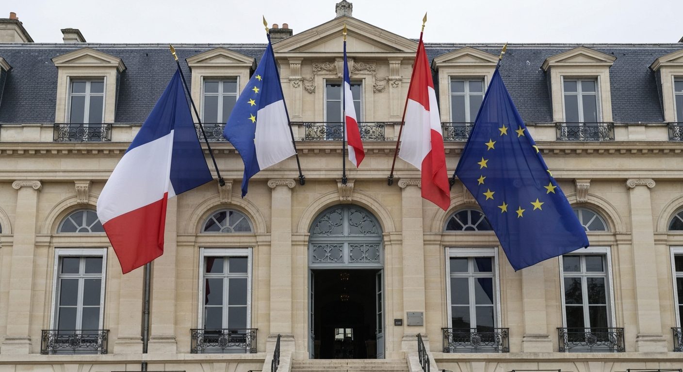 Drapeaux français et européen côte à côte